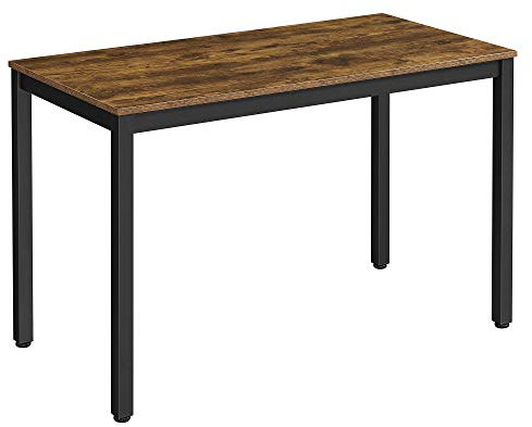 VASAGLE Schreibtisch,großer Computertisch im Industrie-Design, stabiles Metallgestell, multifunktional, fürs Home Office, Wohnzimmer, Arbeitszimmer, robust, Holzoptik, Vintage, braun LWD64X