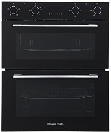 Russell Hobbs 72cm High, 60cm Wide, Black, 92L, Built Under, Electric Fan Double Oven, RH72DEO1001B - Free 2 Year Guarantee