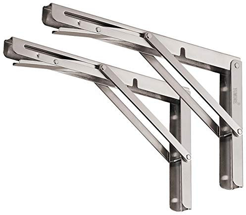 YUMORE Klappkonsole Schwerlast 300mm,YUMORE Regalträger Klappbar Edelstahl Klappregalhalterungen Wand Tischhalter Klappscharnier für Bänke Regale Wandmontage, Platzsparende, Kapazität 330 lb [2PACK]