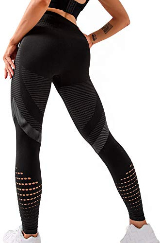 INSTINNCT Damen Sport Nahtlose Blickdicht Leggings Kompressions Yoga Fitnesshose Sporthose mit Hohe Taille für Gym Workout Jogging, Seamless - Schwarz L