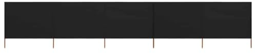 vidaXL 5-panel Wind Screen Durable Stable Solid Camping Windbreak Sun Privacy Screen Wind Breaker Beach Shelter Fabric 600x80cm Black