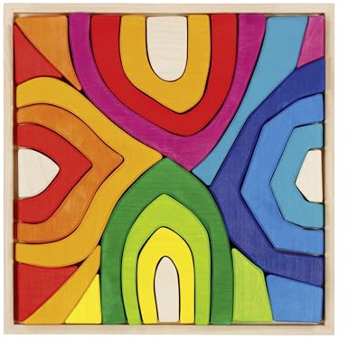 goki 58471 - Bausteine Vier Jahreszeiten aus Ahornholz - goki Evolution - 25 Teile - Bunte Farben auf Wasserbasis - Montessori-Spielzeug - Made in EU