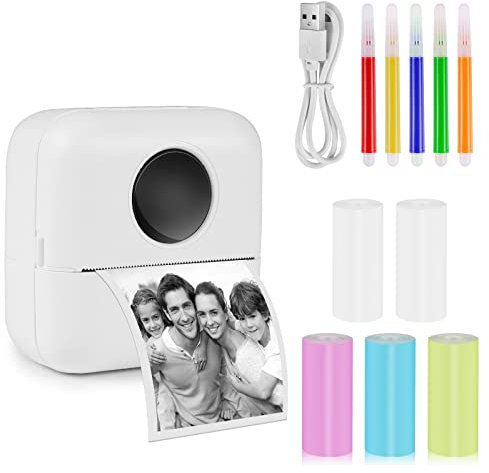 GuKKK Mini Drucker, Mobiler Fotodrucker, Tragbarer Mini Fotodrucker, Wireless Fotodrucker Thermodrucker, Smartphone Bluetooth Drucker, für Lernhilfe,Lernnotizen, Journal, Notizen, Journal, Liste