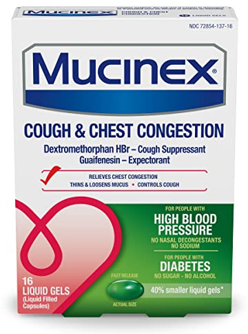 Mucinex Cough & Chest Congestion High Blood Pressure Liquid Gels, 16 ct.