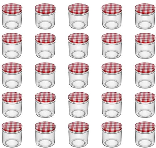 INTIRILIFE 25 Stück Einmachgläser mit Deckel - 150 ml - 6.5 x 6.5 cm -Kleine Sturzgläser Marmeladengläser Vorratsgläser mit Schraubdeckel, Gewürzglas perfekt zum Verschenken