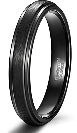 TRUMIUM Anillos de tungsteno de 4 mm, 6 mm, 8 mm, para hombres y mujeres, chapado en oro rosa, negro, acabado cepillado mate, ajuste cómodo, talla 4-15, 8, Carburo de tungsteno, Sin piedra preciosa