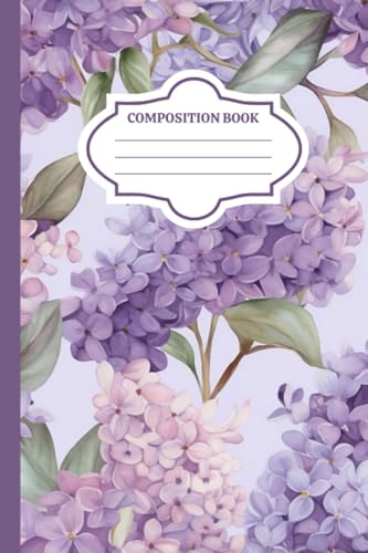 Pastel Lilac Composition Book: Purple Botanical Composition Book for woman Lined Composition Notebook to write in