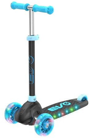 EVO Eclipse Trottinette lumineuse à 3 roues | Trottinette pour enfants avec poignée réglable en hauteur | Trottinette à hauteur de poignée réglable pour garçons et filles | Trottinette pour enfants