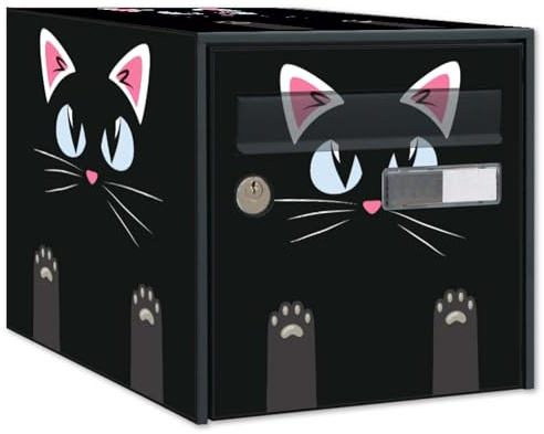 Stickers Boite aux Lettres Chat - Personnalisez et Décorez Votre Boîte aux Lettres - Autocollants Résistants aux Intempéries - Décoration Vinyle Haute Qualité (Face Avant)