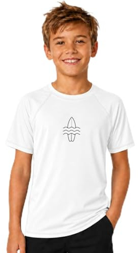 Glimnerize Pojkar Rashguard badskjorta kortärmad UV-skjorta badskjorta rund krage badmode torkning 104-164..