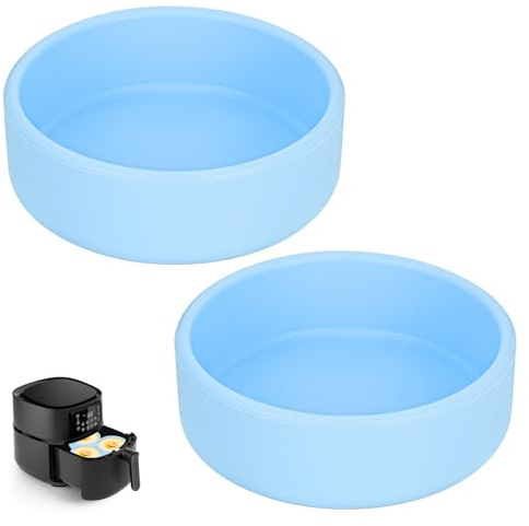 YuLohass Silicone Egg Bites Molds - 2Pcs Air Fryer & Microwave Egg Maker Pan, 4 inch Reusable, Dishwasher Safe (Blue)