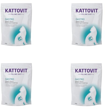 Kattovit Gastro | Pack de 4 | 4 x 400 g | Alimentation diététique complète pour Chats Adultes | Peut contribuer à compenser Une digestion insuffisante | Faible en matières grasses et Facile à digérer