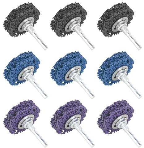 Discos CSD de 50 mm, 9 unidades CBS discos de limpieza gruesos, discos abrasivos para amoladora angular (3 negros, 3 azules, 3 morados)