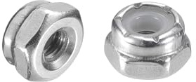 sourcing map 20Pcs #4-40 Nylon Insert Hex Lock Nuts, 304 Stainless Steel Self-Locking Nylon Insert Stop Nut for Industrial Construction Fasteners, Silver&White