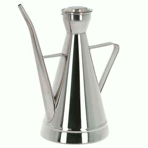 CHEFZOCO Aceitera acero inoxidable, Dispensador de Aceite, Botella para aceite de Cocina, Vinagrera de Acero Inoxidable, Recipiente para Aceite, Longitud 19 cm, Capacidad 500 ml