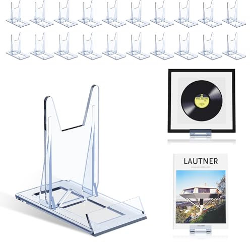 Book Display Stand, Acrylic Stands for Display Comic Book Holder Magazine Postcard Art DVD Album Wallet, 20 Pcs
