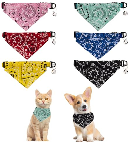 6 Pack Washable Dog Bandanas ，Adjustable Boho Style Pet Scarves for Small to Medium Dogs and Cats Stylish, Durable, and Soft Pet Accessories for Everyday Wear Special Occasions