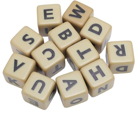 Generic Set di Lettere da Gioco a Dadini, Gioco Creativo in Inglese da Dadi di Plastica con Custodia per il Campeggio per il Campeggio