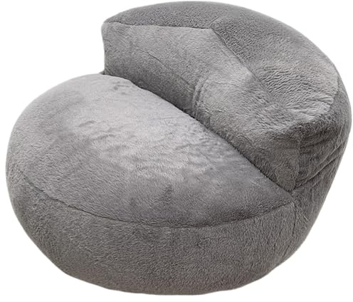 SHBHWS Sittsäck, stoppad i fuskpäls med 3, fötter utan vaddering, sittsäck sittsäck lounge, avkoppling utomhus och inomhus (Light Grey-BY)