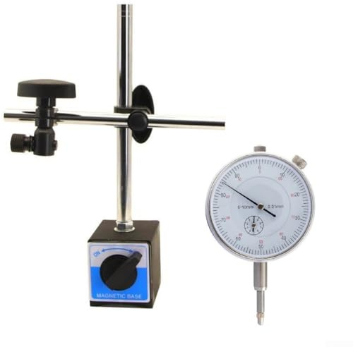 Digital indikator med magnetisk bas 0-10 mm x 0,01 mm mätare för precisionsmätning, V-spårmontering med 60 kg hållkraft på/av-knapp (1 set)