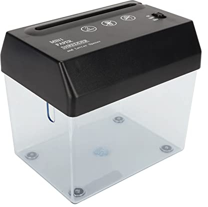 ERYUE Elektrisk Pappersförstörare, Minibatteri USB-driven Pappersskärmaskin för Kontor, Skola, Hem med Genomskinlig Papperskorg, Lätt Att Bära, Passar Under Skrivbordet