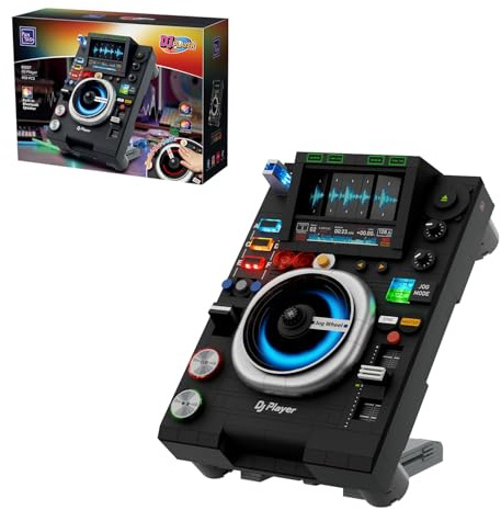 PANTASY Set di mattoncini per DJ con riproduzione musicale Bluetooth, doppia modalità di illuminazione, supporto regolabile, modello interattivo per bambini e adulti