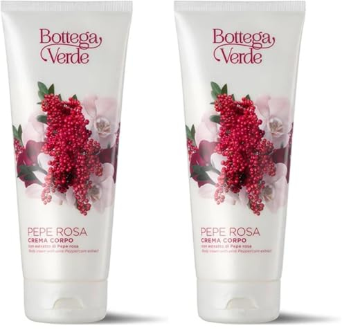 Bottega Verde - Pepe Rosa, Crema Corpo Idratante, 200 ml, Azione Idratante e Nutriente, per Tutti i Tipi di Pelle (Confezione da 2)
