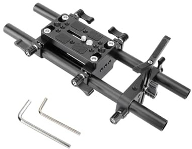 Bosiyrggrl Plaque de D'Appareil Photo Pro DSLR Support de D'Épaule Plate-Forme de de Trépied avec Support D'Objectif Tiges de 15 mm (A)