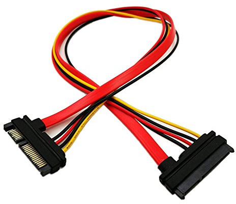 zdyCGTime 22-stift (7+15) Sata hane till hona data och strömkombo förlängningskabel - Slimline Sata förlängningskabel m/f - 20 tum (50 cm)