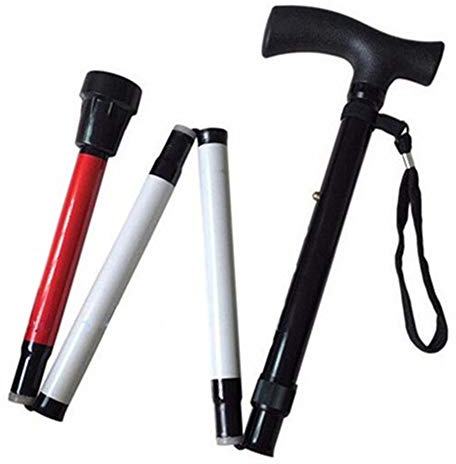 VISIONU Aluminio Baston de Soporte para Ciegos y Baja Vision Plegable, 4 Secciones, 93cm (37 Pulgada)