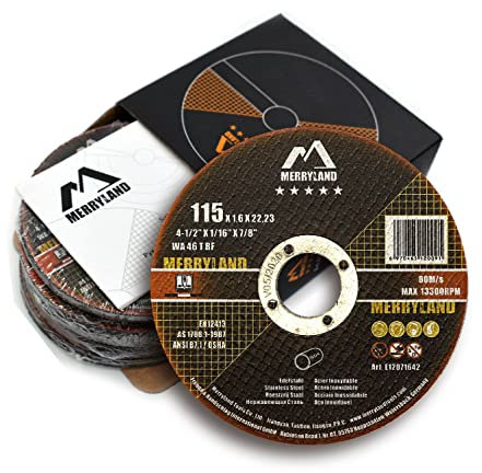 Merryland Disque à Tronçonner 115 Métal INOX Acier Fer, 115 X 1,6 mm Disque de Coupe 25 Pièces, Disque Découper pour Meuleuse d'Angle, Expert-line E12071642