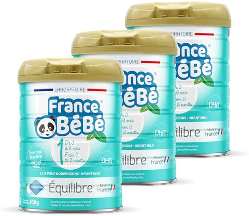 FRANCE BéBé EQUILIBRE- 1er âge en poudre - Boîte de lait infantile en poudre pour Nourrisson de 800 gr - fabriqué en France avec du lait français (3 boîtes)
