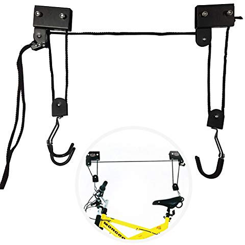 EXLECO Support velo Plafond Max.57 kg Ascenseur de Vélo Universel avec Crochet et Range à Corde Adapté aux Vélos et Yacht