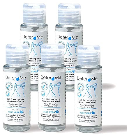 DeterMe – Gel igienizzante mani con 70% alcool, aloe vera, bergamotto, limone e pantenolo. Flacone 50ml