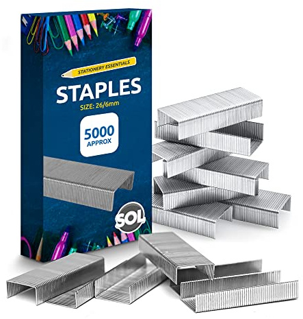 SOL 5000pk Staples 26/6 Standard - Compatible With Standard Staplers