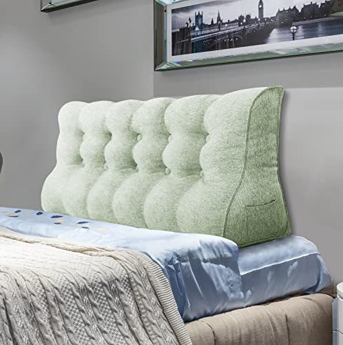 Johnear Rückenkissen Lendenkissen für Sofa Bett Rückenlehne Groß Leinen Bücherkissen Lesekissen Hohe Kopfteil zweireihig Kopfkissen Wandkissen Beinkissen (Weiß,160 x 26 x 55cm)