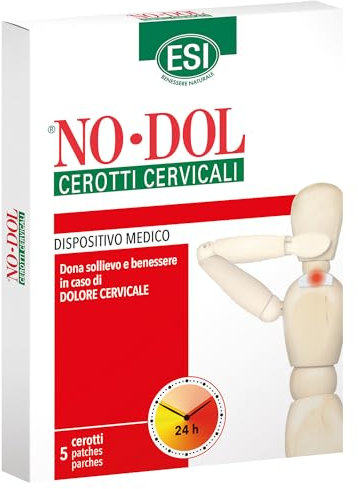 ESI - No-Dol Cerotti Cervicali, con Arnica, Artiglio del Diavolo e Canfora, Alleviano Fastidi Reumatici, Muscolari, Torcicollo Fino a 24 Ore, Clinicamente Testati, 5 Pezzi