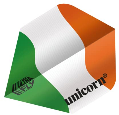 Unicorn Ultrafly - Plumas de Dardos | Diseño de Bandera Tricolor de Irlanda | Forma estándar Plus | Poliéster Pet Ultra Duradero de 100 micras