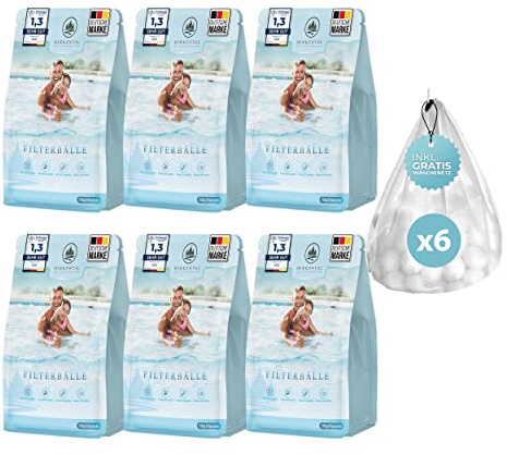 Birkental Pool Filterbälle mit Wäschenetz - langlebige Filterballs -Ersatz für Quarzsand, 150kg Filtersand- Filter Balls für Sandfilteranlage Poolzubehör Poolreiniger -auch Salzwasser geeignet (4200g)