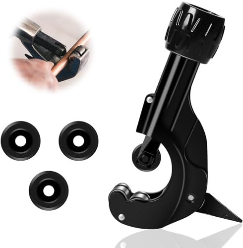 Vueinrg Cortatubos 3-35 mm Cortatubos Acero Inoxidable Cortador de Tubos Cortatubos de Cobre Corta Tubos Cobre con Dispositivo de Desbarbado y 3 Rueda Corte Repuesto para Tubos de Cobre y PVC Aluminio