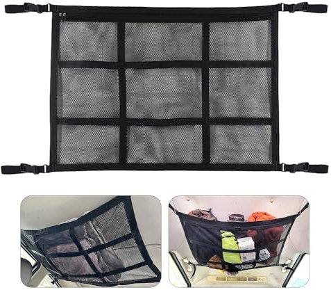 Red de almacenamiento de 1 pieza para el techo, red de almacenamiento plegable para coche, organizador de red para artículos de coche, accesorios de interior de coche, red de almacenamiento de doble