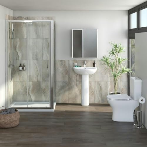 Orchard Derwent komplett svit med rektangulärt hölje, bricka, dusch och kranar 1100 x 800 - Vit duschkabin, sviter med duschkabin, badrumssviter reliable