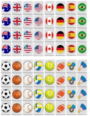 Mahjong-Sets, Spielblöcke, Mahjong-Spielset, See-Spielsteine, Flaggenmuster, Fliesenspiele für Erwachsene und Kinder, für Frühlingspicknick, Party-Geschenk, 64 Stück