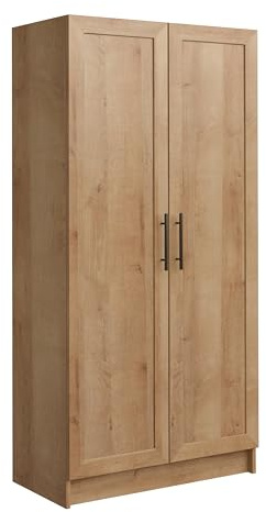 Prepac Natural Oak Elite 65 Tall Accent Kitchen Pantry Cabinet, Craft or Bathroom Storage Cabinet, Buffet Storage with Panel Doors, 3 Shelves, 32 W x 16.75 D x 65 H, Ideal for Home Organization