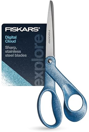 Fiskars 8 Designer Explore Collection Scissors, Glitter Digital Cloud