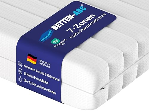 Betten-ABC - Matratze (KSP-500) - 80x200 cm - Wendematratze mit 2 Härtegraden (H2/H3) - 7-Zonen Matratze aus Hybridschaum - Hypoallergen & Antibakteriell - Oeko-TEX® Zertifiziert - Paketlieferung