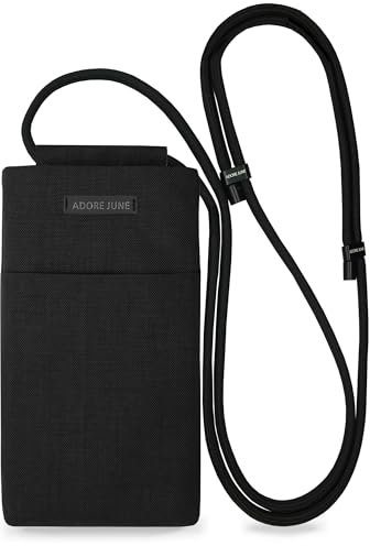 Adore June Handy Umhängetasche Move kompatibel mit 6,7-7,0 Zoll Smartphones (wie iPhone 16 Pro Max, 16 Plus, Galaxy S25 Ultra, Pixel 8 Pro), Verstellbares Band, Farbe Schwarz