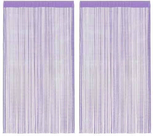 vidaXL Rideau en Fils 2 pcs 140 x 250 cm Violet, Rideau à Franges, Rideau à Passe-Tringle, Rideau à Franges à Fils, Rideau à Fils de Porte