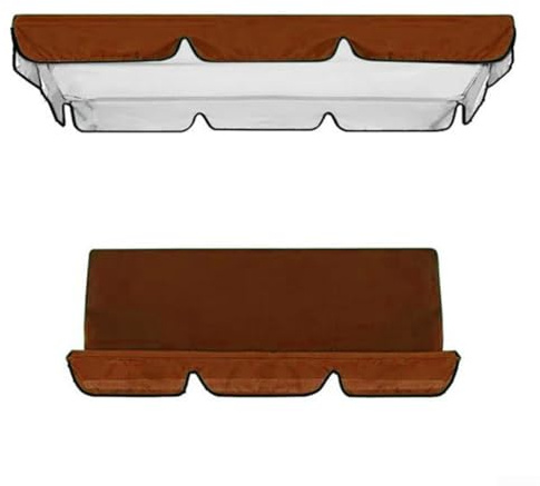 Toldo de repuesto para silla de columpio, funda de asiento de columpio de jardín de 2/3 plazas, impermeable, resistente al viento, anti-UV, cubierta superior resistente a desgarros (marrón, 164 x 114