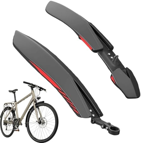 Generisch Verstellbares Schutzblech-Set, Vorder Hinterrad Schutzbleche, Universelle Schnelle Steckschutzblech, Vorderer Und Hinterer Spritzschutz Für 60 66 70 cm Rennräder Bei Nassen Bedingungen
